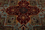 8x8 Red and Light Blue Anatolian Traditional Rug