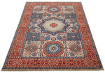 4x6 Ivory and Red Turkish Tribal Rug
