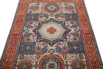 4x6 Ivory and Red Turkish Tribal Rug
