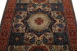 4x6 Ivory and Red Turkish Tribal Rug