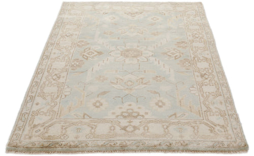 4x6 Gray and Ivory Turkish Oushak Rug