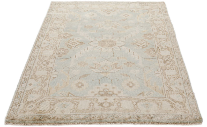 4x6 Gray and Ivory Turkish Oushak Rug