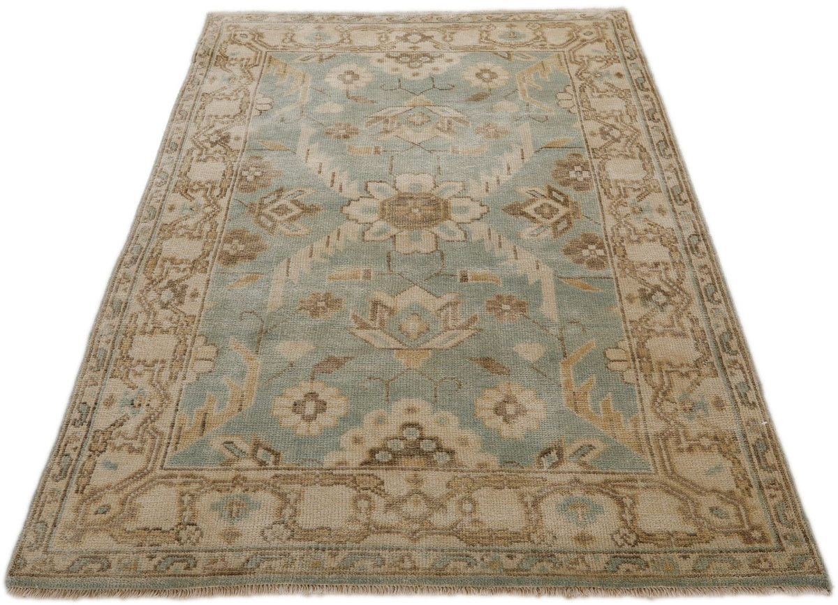4x6 Gray and Ivory Turkish Oushak Rug