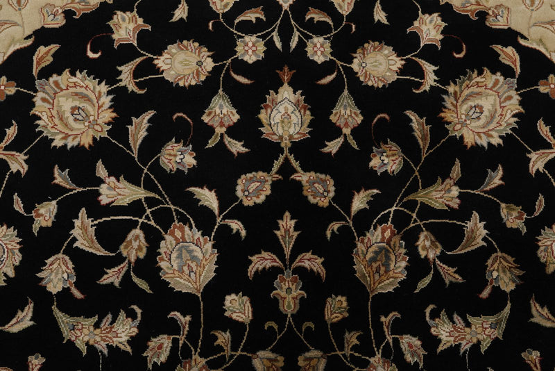 7x7 Charcoal and Ivory Turkish Silk Rug