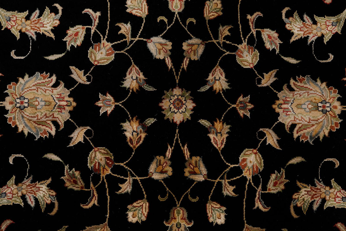 7x7 Charcoal and Ivory Turkish Silk Rug
