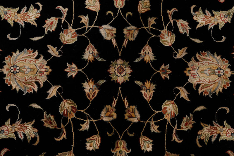 7x7 Charcoal and Ivory Turkish Silk Rug