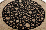 7x7 Charcoal and Ivory Turkish Silk Rug