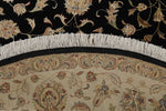 7x7 Charcoal and Ivory Turkish Silk Rug