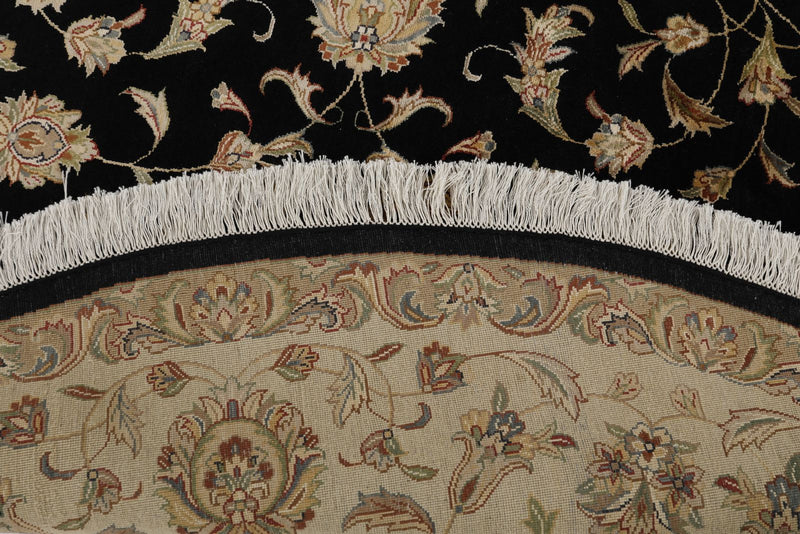 7x7 Charcoal and Ivory Turkish Silk Rug