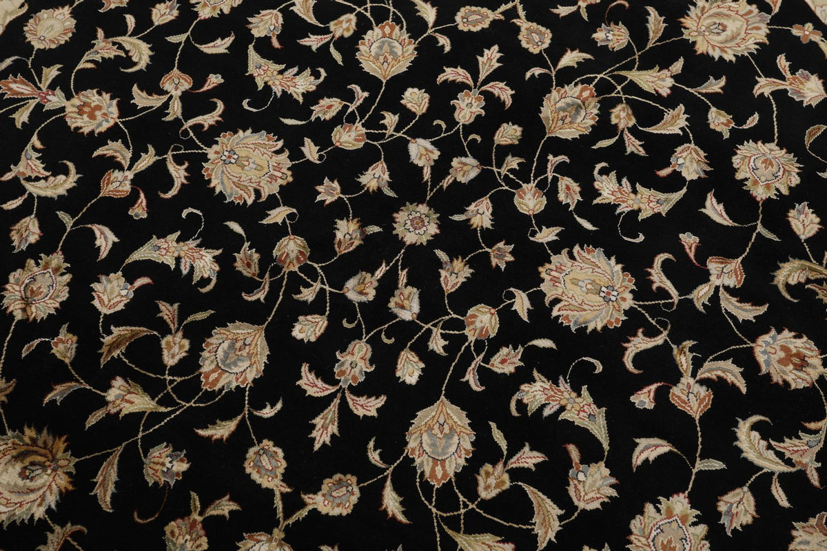 7x7 Charcoal and Ivory Turkish Silk Rug