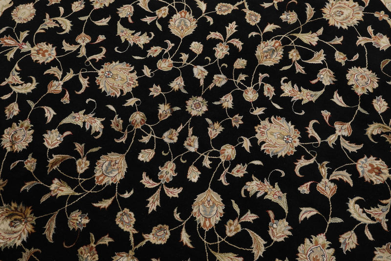 7x7 Charcoal and Ivory Turkish Silk Rug