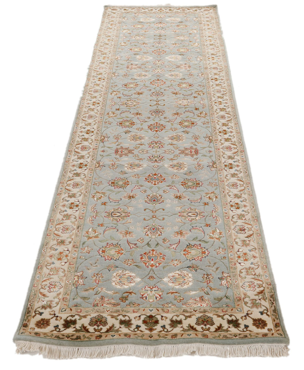 3x10 Gray and Ivory Turkish Silk Runner