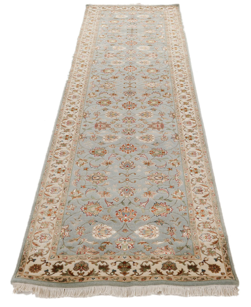 3x10 Gray and Ivory Turkish Silk Runner