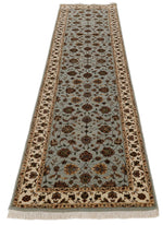 3x10 Gray and Ivory Turkish Silk Runner