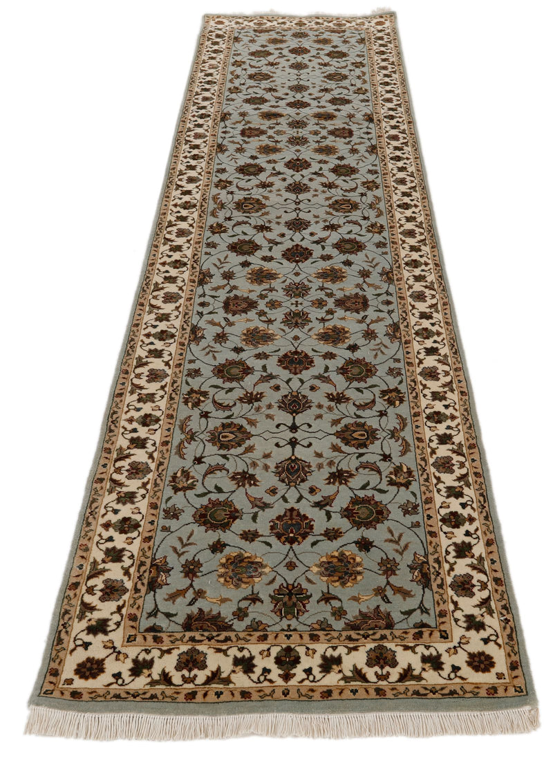 3x10 Gray and Ivory Turkish Silk Runner