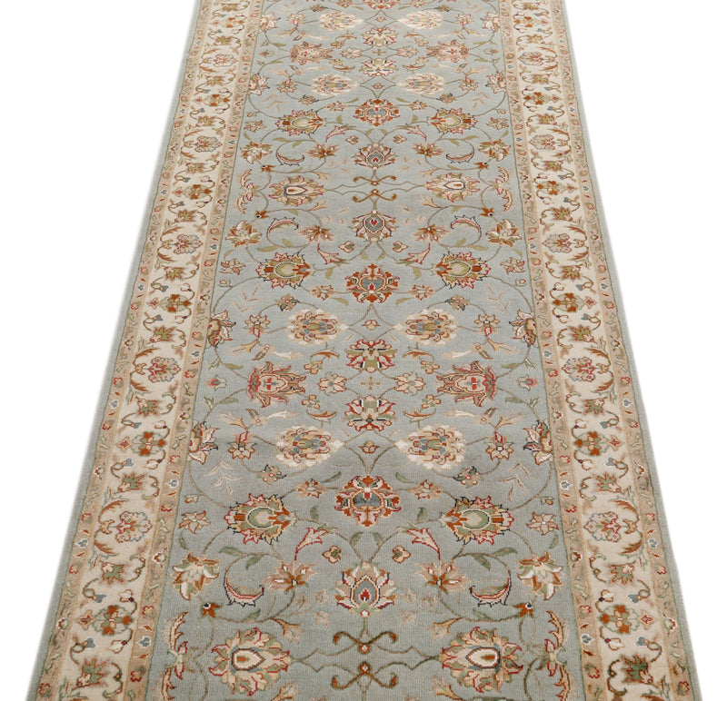 3x10 Gray and Ivory Turkish Silk Runner
