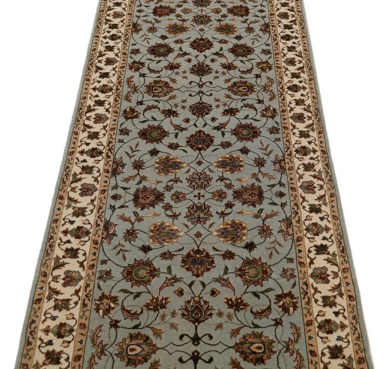 3x10 Gray and Ivory Turkish Silk Runner
