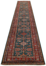 3x13 Green and Red Kazak Tribal Runner