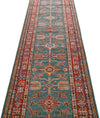 3x13 Green and Red Kazak Tribal Runner
