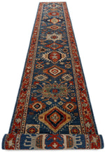 3x18 Navy and Red Anatolian Traditional Runner