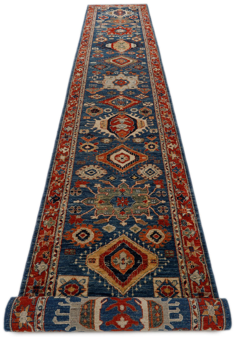 3x18 Navy and Red Anatolian Traditional Runner
