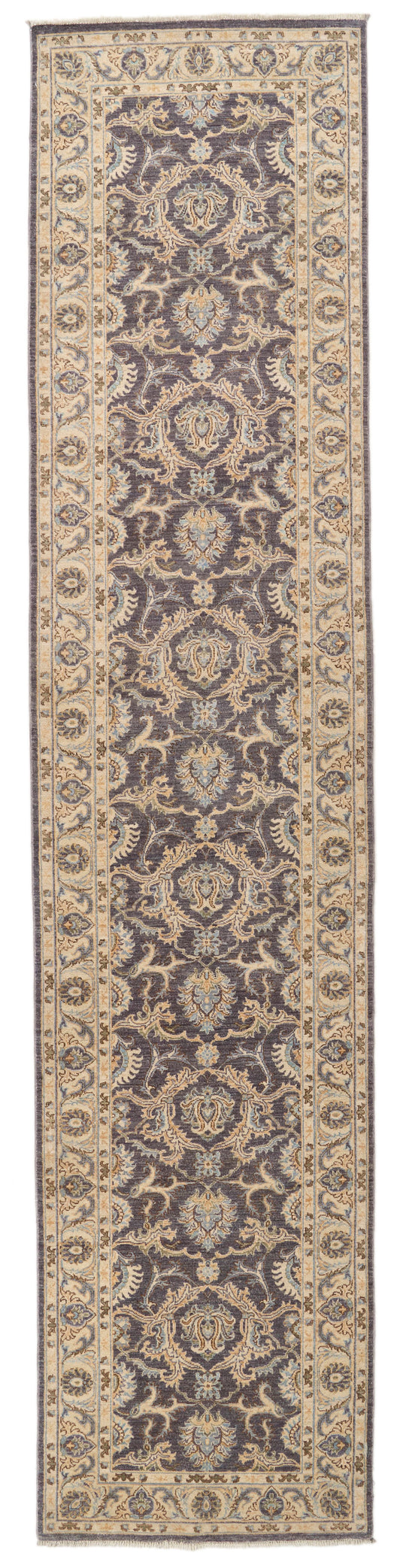 3x14 Gray and Ivory Turkish Oushak Runner