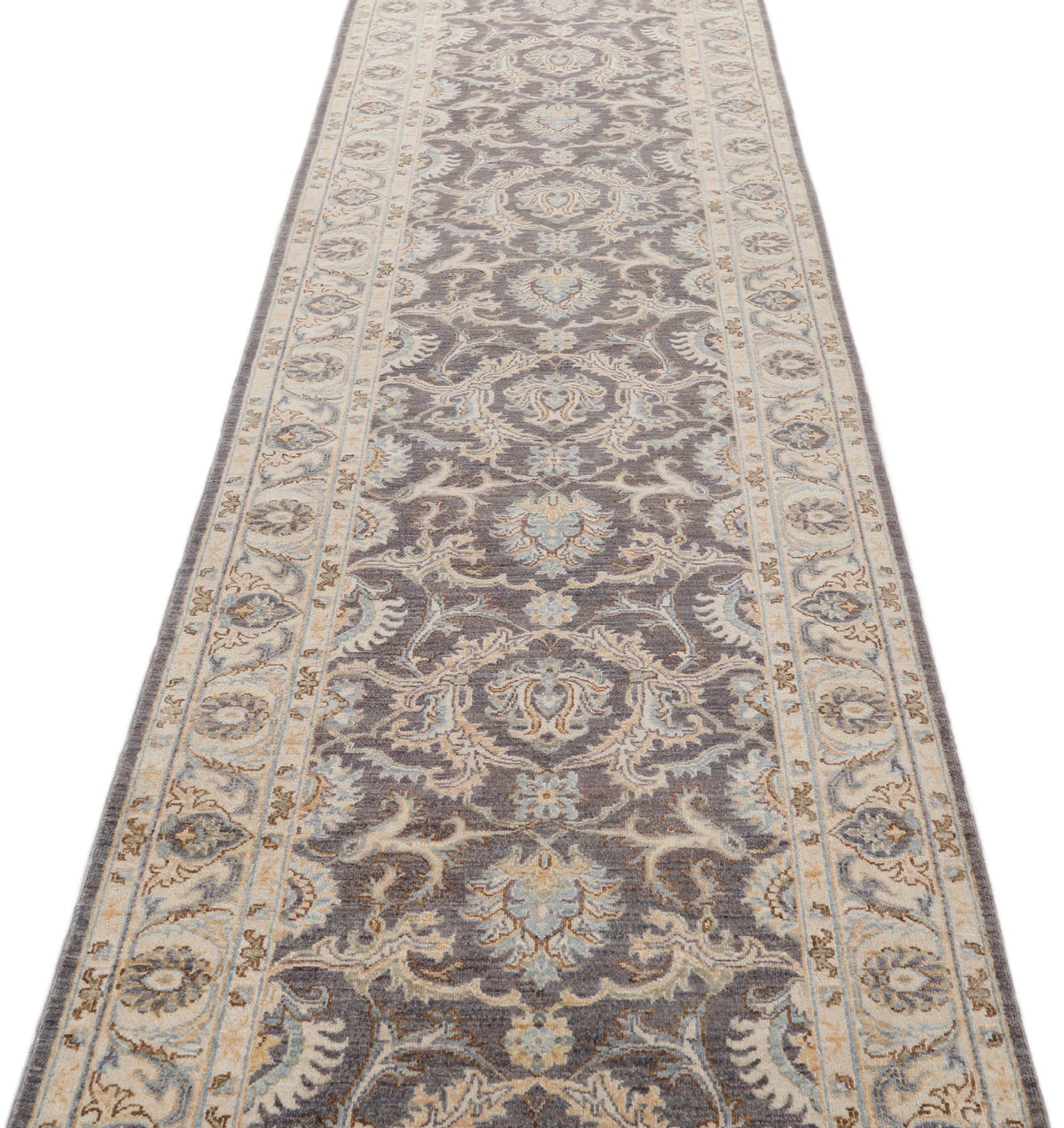 3x14 Gray and Ivory Turkish Oushak Runner