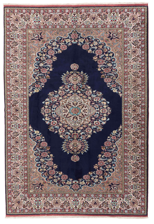 7x10 Navy and Ivory Turkish Traditional Rug