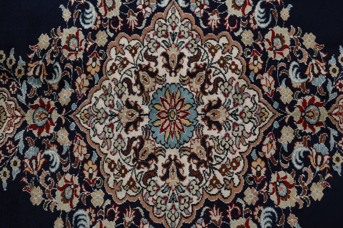 7x10 Navy and Ivory Turkish Traditional Rug