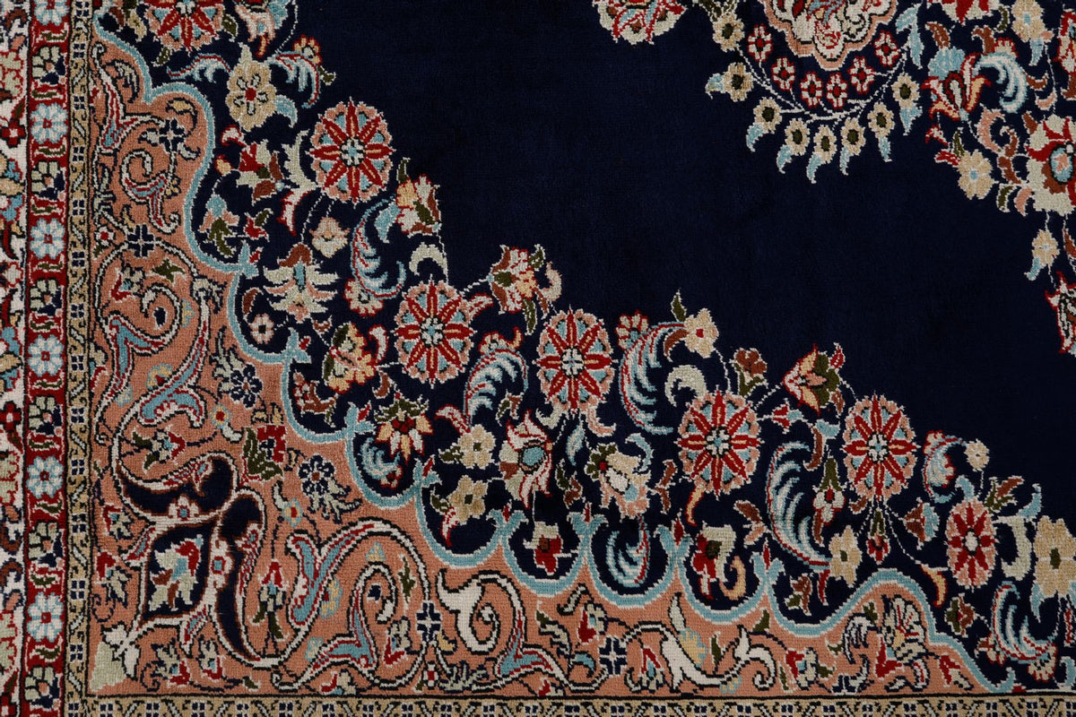 7x10 Navy and Ivory Turkish Traditional Rug