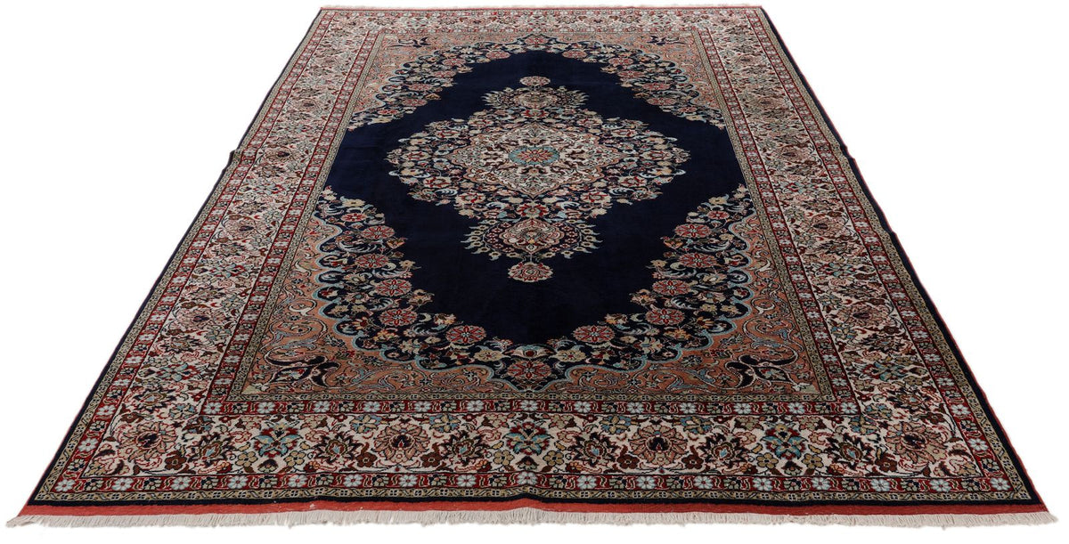 7x10 Navy and Ivory Turkish Traditional Rug