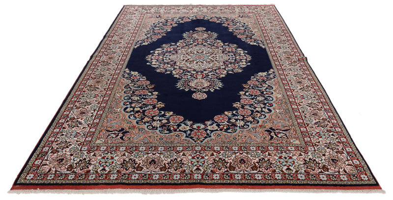 7x10 Navy and Ivory Turkish Traditional Rug