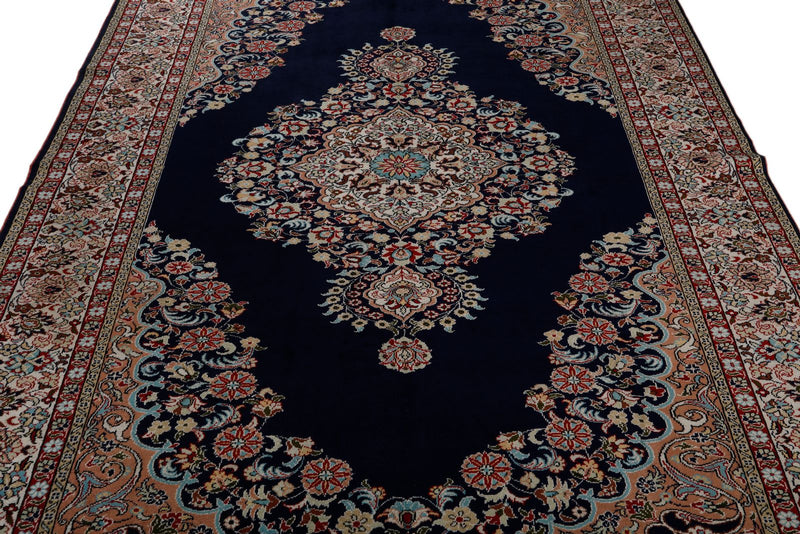 7x10 Navy and Ivory Turkish Traditional Rug