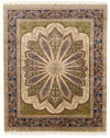 8x10 Light Green and Navy Turkish Silk Rug