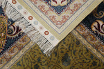 8x10 Light Green and Navy Turkish Silk Rug
