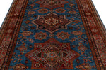 6x8 Light Blue and Red Kazak Tribal Rug