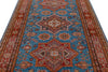6x8 Light Blue and Red Kazak Tribal Rug