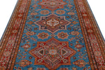 6x8 Light Blue and Red Kazak Tribal Rug