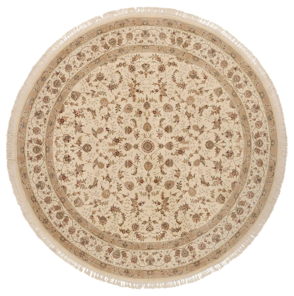 8x8 Ivory and Ivory Turkish Silk Rug