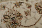 8x8 Ivory and Ivory Turkish Silk Rug