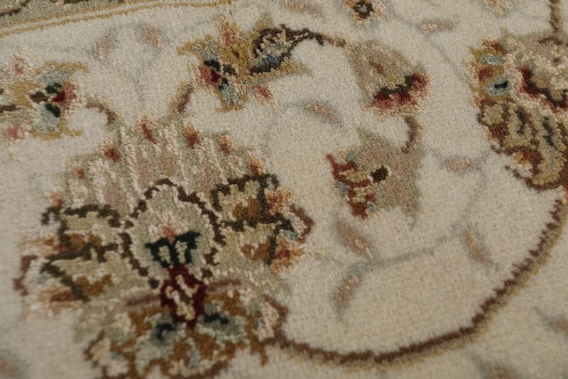 8x8 Ivory and Ivory Turkish Silk Rug