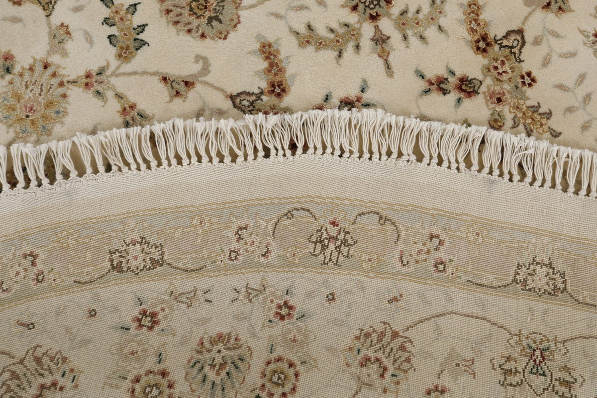 8x8 Ivory and Ivory Turkish Silk Rug