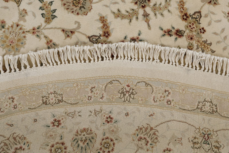 8x8 Ivory and Ivory Turkish Silk Rug