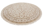 8x8 Ivory and Ivory Turkish Silk Rug