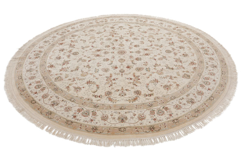 8x8 Ivory and Ivory Turkish Silk Rug