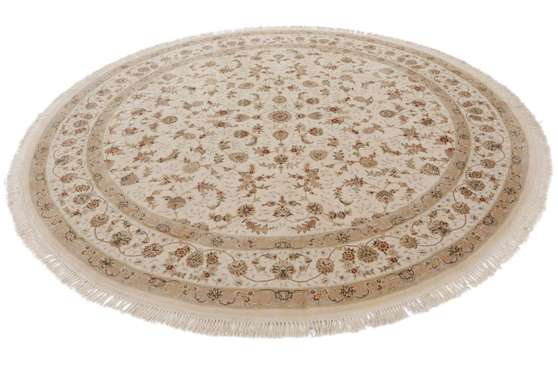 8x8 Ivory and Ivory Turkish Silk Rug