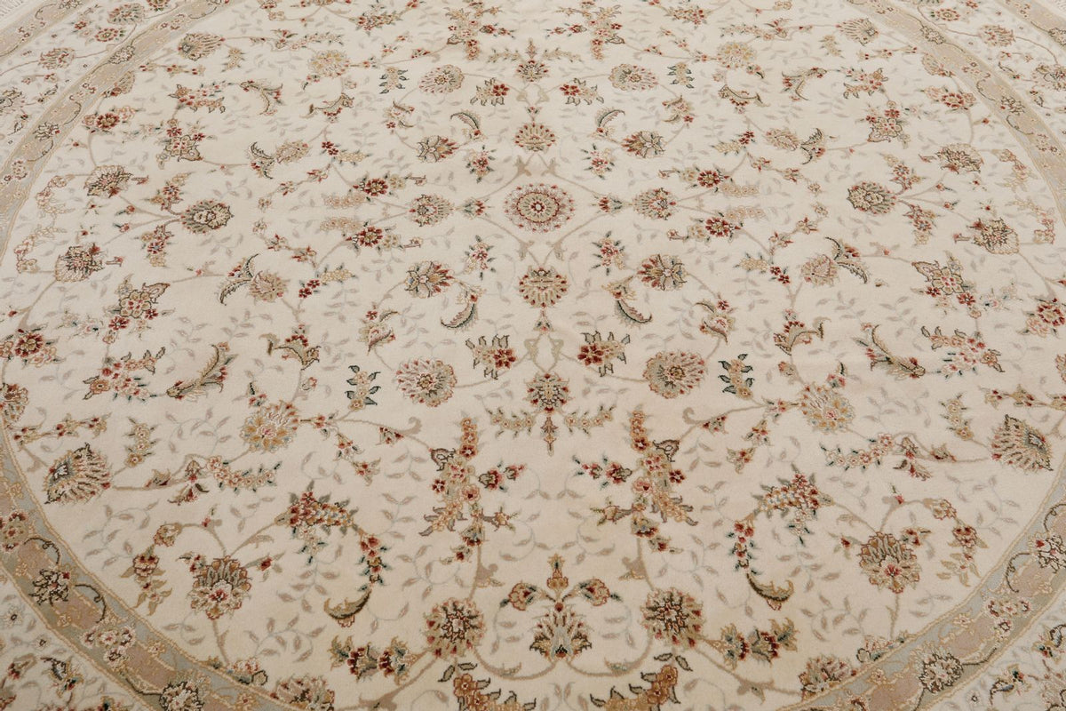 8x8 Ivory and Ivory Turkish Silk Rug