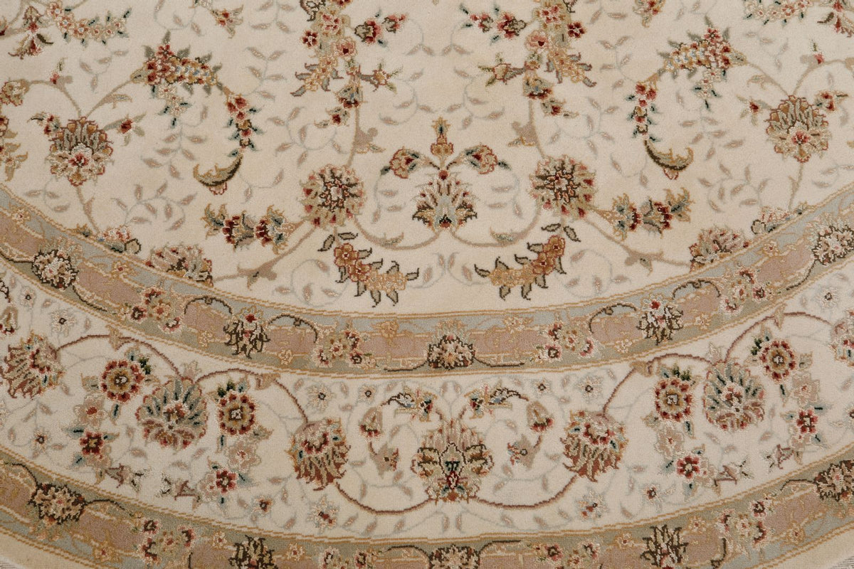 8x8 Ivory and Ivory Turkish Silk Rug