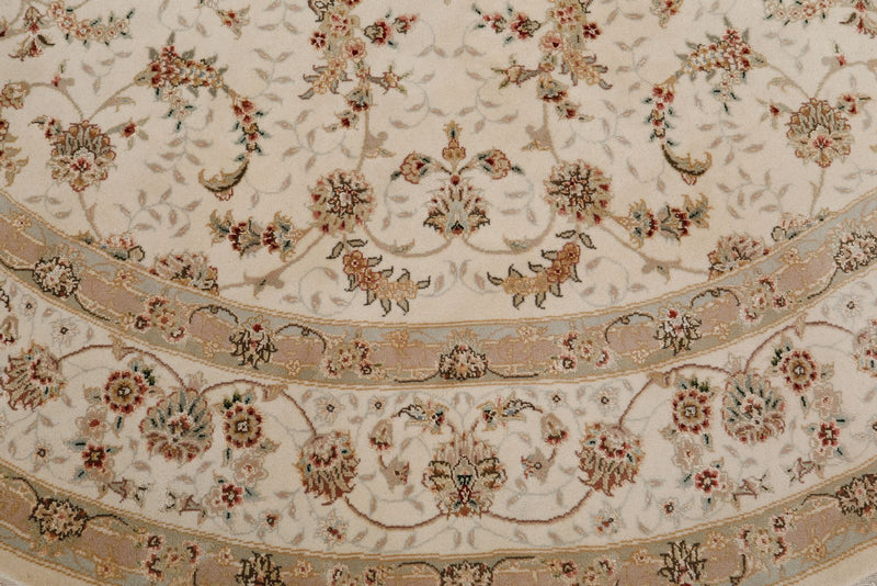 8x8 Ivory and Ivory Turkish Silk Rug