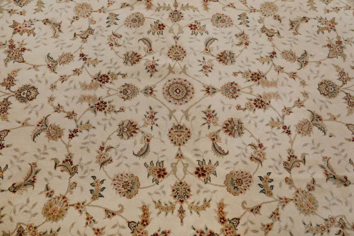 8x8 Ivory and Ivory Turkish Silk Rug